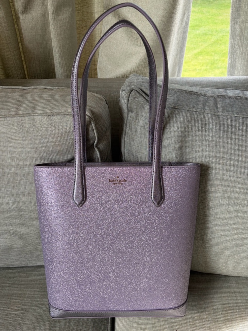 Kate Spade Large Tinsel Glitter Tote - Lilac Frost